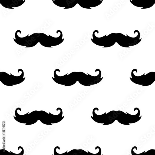 mustache seamless pattern isolated on transparent background.
