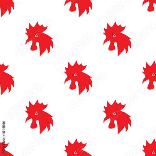 rooster seamless pattern isolated on transparent background.