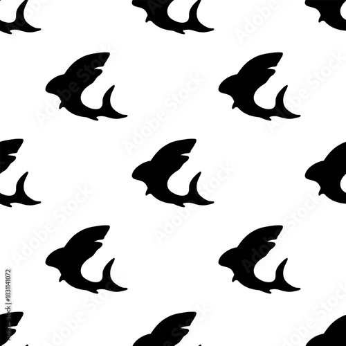 shark seamless pattern isolated on transparent background.