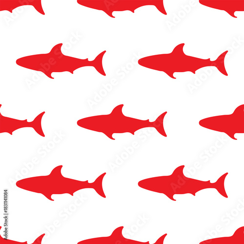 shark seamless pattern isolated on transparent background.