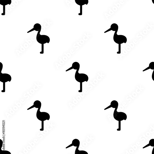 stork seamless pattern isolated on transparent background.