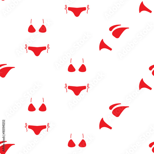 swimsuit seamless pattern isolated on transparent background.