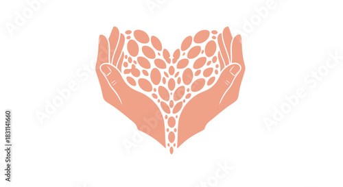 Cupped hands holding a delicate abstract plant or coral structure