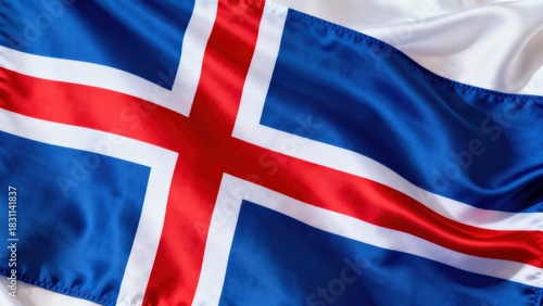 A Vibrant Display of the Icelandic Flag Featuring Bold Colors and Unique Cross Design Representing National Pride and Cultural Heritage