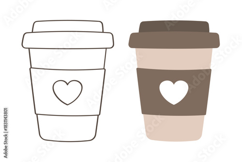 Coffee cup with heart design illustration