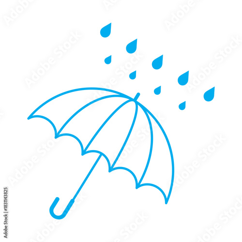 Umbrella with Raindrops Icon – Minimalist blue Vector Symbol for Weather and Safety Concepts.
