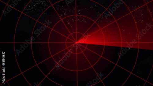 Abstract Digital Hud call Radar screen animation. Glowing red color neon security concept , Digital realistic Technology radar animation. Radar Scanning Navigation. radar technology animation icon.