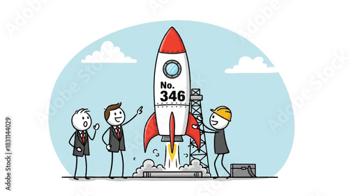 Team prepares for rocket launch with excitement and anticipation.