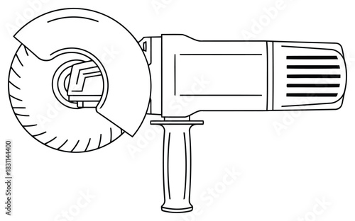 Angle grinder outline vector icon illustration