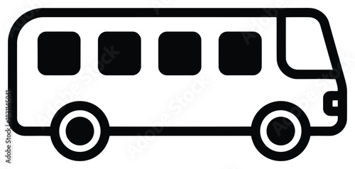 Bus icon minimal outline vector illustration