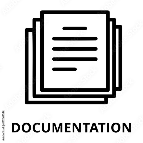 Credit and mortgage icon illustration of a stack of papers with text lines, representing documents or information sheets neatly placed