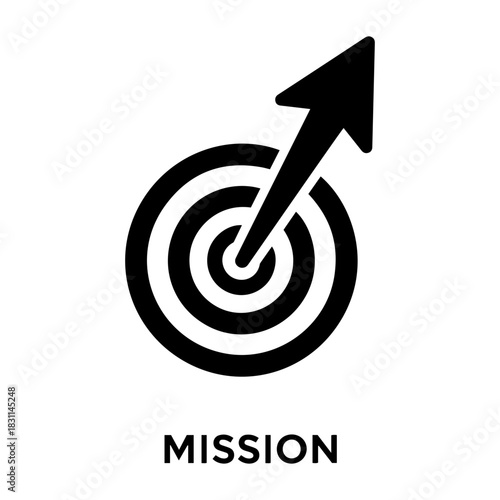 Credit and mortgage icon illustration of a target with concentric circles and an arrow pointing upwards, symbolizing mission