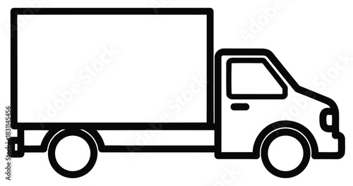 Delivery truck line icon, isolated vector