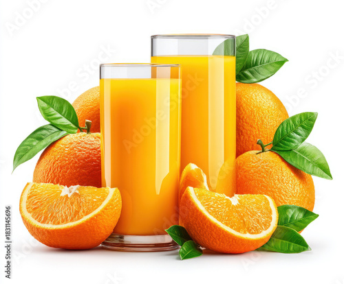 Orange juice isolated on white