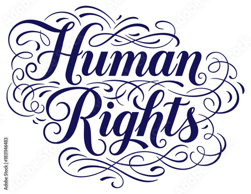 Elegant Calligraphic Human Rights Vector Graphic Illustration