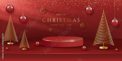 A luxurious red Christmas backdrop