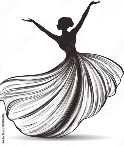 dancing girl silhouette , b...