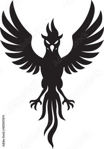 silhouette of phoenix a mythological bird of greece