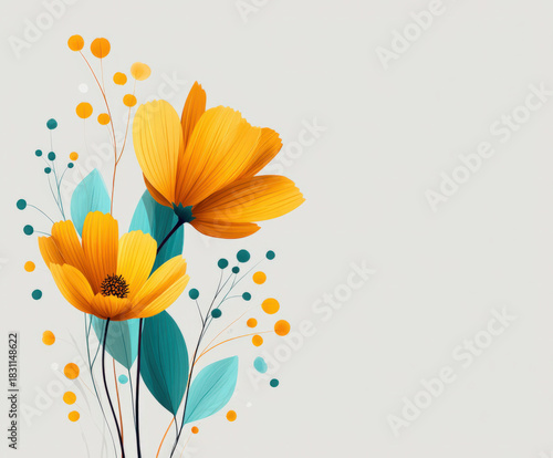 Yellow flower on white back...