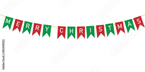 The ribbon flag Christmas with text.