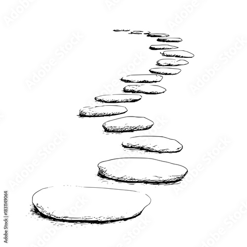 Stepping stone path vector illustration for garden design landscaping and outdoor walkway concept art