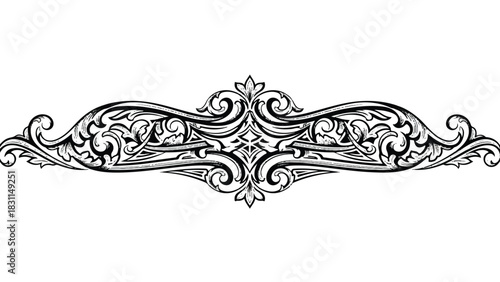 ornate black and white decorative flourish element.