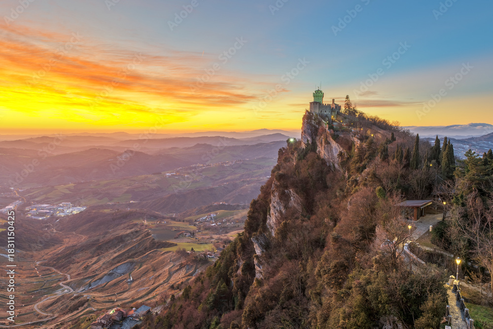 Fototapeta premium The Republic of San Marino with the Second Tower 1985