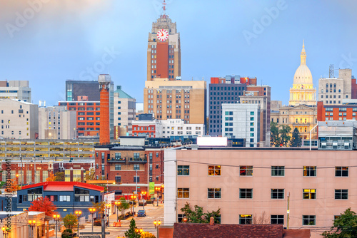 Wallpaper Mural Lansing, Michigan, USA Downtown City Skyline 1983 Torontodigital.ca