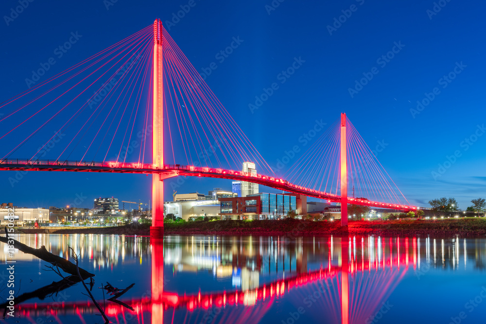 Obraz premium Omaha, Nebraska, USA Skyline on the River 1941
