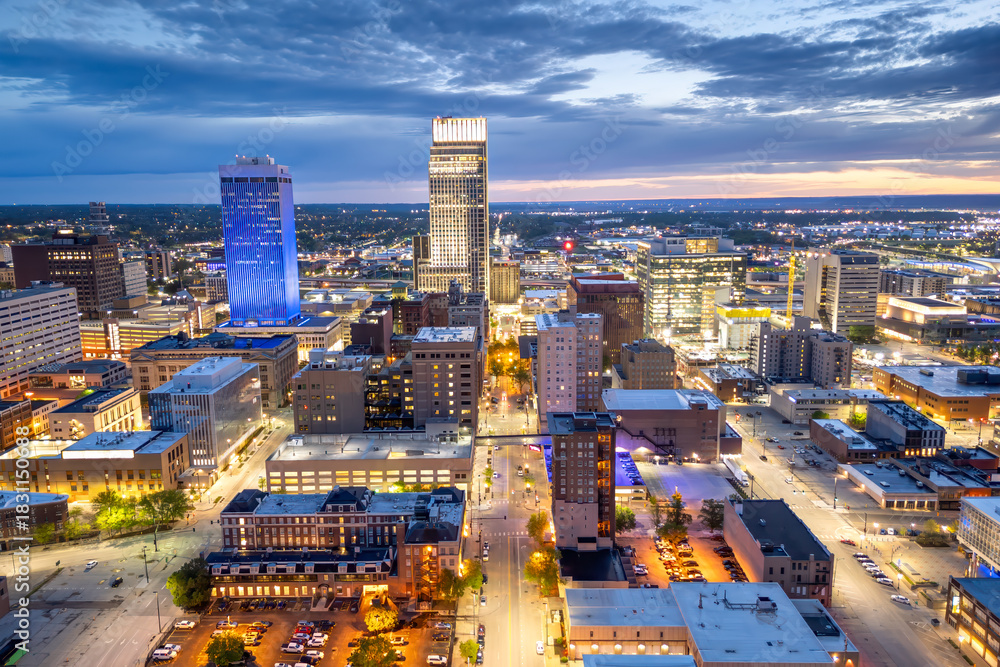 Fototapeta premium Omaha, Nebraska, USA Downtown City Skyline 1924