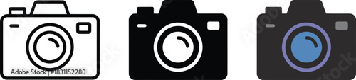 Professional camera outline icon for digital photography applications modern linear symbol design