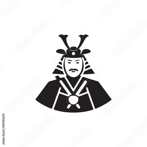 a striking depiction of a traditional japanese samurai warrior head with ornate helmet a bold design silhouette