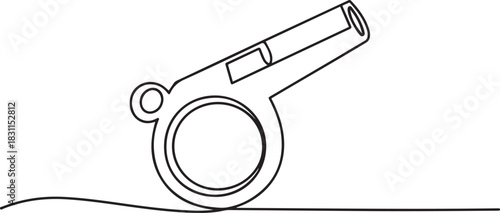 Continuous one line drawing of sport whistle icon, Sports whistle one line art. Continuous line drawing of sport. one line Icon drawing