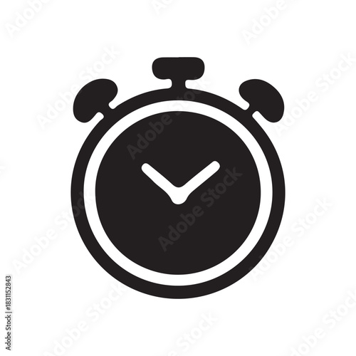 a sleek black stopwatch icon depicts the concept of time and precision a modern silhouette