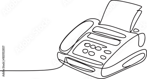fax machine icon continuous one line drawing, Fax Machine line icon, Fax Line Icon, Printer One line drawing. one line Icon drawing