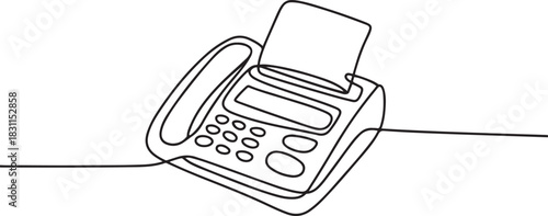fax machine icon continuous one line drawing, Fax Machine line icon, Fax Line Icon, Printer One line drawing. one line Icon drawing