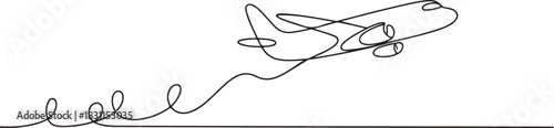 Small plane taking off in continuous line art drawing style, One continuous line drawing of airport icon. one line Icon drawing