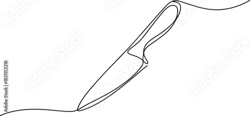 Continuous one line art drawing of knife outline vector illustration, Kitchen knife one line continuous drawing. one line Icon drawing