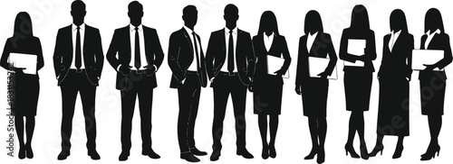 Business professionals silhouettes, corporate teamwork, leadership communication, office collaboration, negotiation success, workplace diversity, professional attire illustration