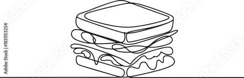 one line art Sandwich vector illustration. line art, one continuous line, simple, hand drawn and sketch style. for icons. one line Icon drawing