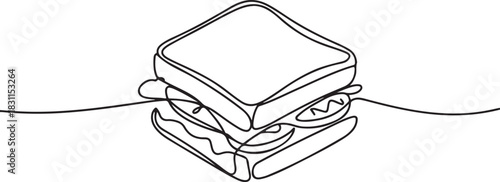 one line art Sandwich vector illustration. line art, one continuous line, simple, hand drawn and sketch style. for icons. one line Icon drawing