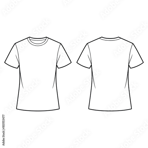 Blank white cotton t-shirt template design for fashion clothing illustration