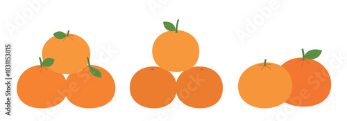 Mandarin Orange Trio Clipart for Lunar New Year.
Chinese New Year Tangerine Flat Vector Illustration. 
Prosperity Fruit Set
Lucky Orange Stack for Spring Festival.
Festive Citrus Clip Art.