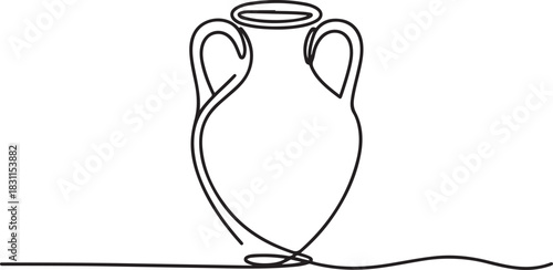 clay pot continuous one line drawing, POTS, Indigenous culture, Sketch, One line drawing of ancient Greek clay vase, isolated on white background, clay jug. antique jug icon. one line Icon drawing