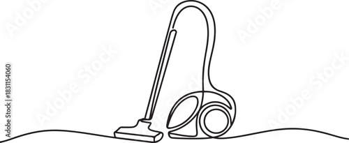 Abstract Vertical Vacuum Cleaner, continuous single one line art hand drawing sketch logo . one line Icon drawing