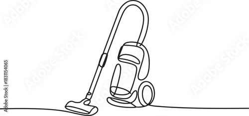 Abstract Vertical Vacuum Cleaner, continuous single one line art hand drawing sketch logo . one line Icon drawing