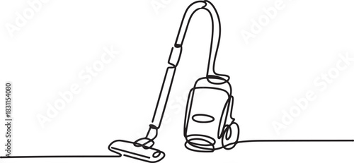 Abstract Vertical Vacuum Cleaner, continuous single one line art hand drawing sketch logo . one line Icon drawing