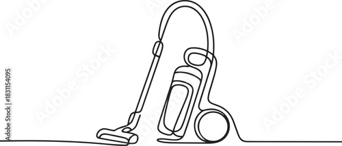 Abstract Vertical Vacuum Cleaner, continuous single one line art hand drawing sketch logo . one line Icon drawing