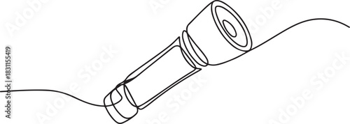 continuous line flashlight.one line drawing of lighting tool. single line flashlight emergency light. vector illustration. one line Icon drawing