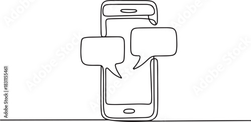 Communication Single Line Icon, continuous one line drawing, Notifications on the screen icon line continuous drawing vector. one line Icon drawing